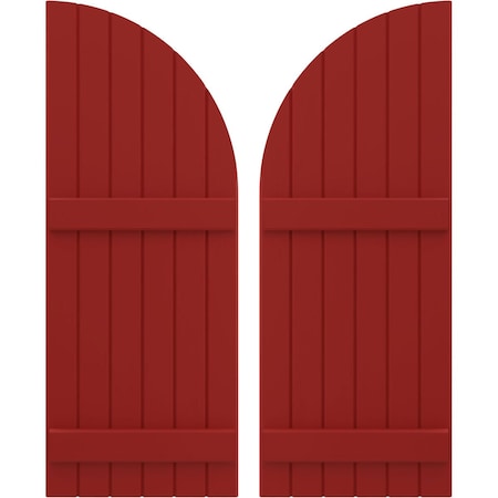 Ekena Millwork Americraft 6-Board (2 Batten) Wood Joined Board-n-Batten Shutters w/ Arch Top, ARW101BQ621X69BRH, PR ARW101BQ621X69BRH